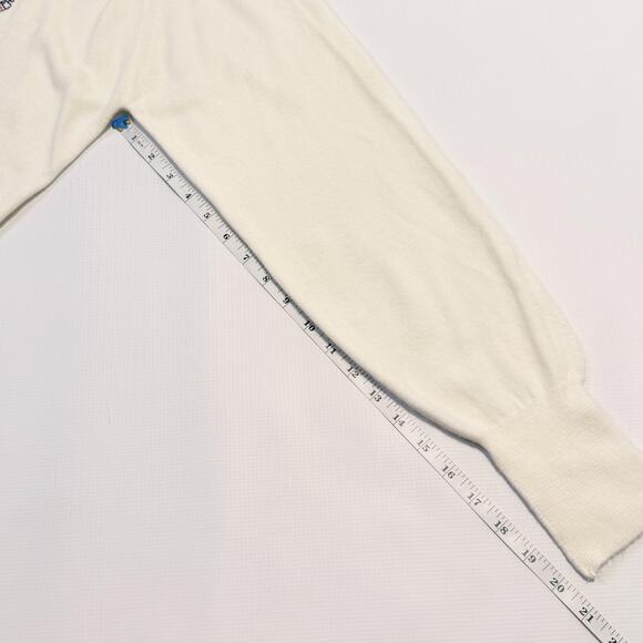 Aureus V-Neck Sweater Cream Embroidered Golf Crest Knit Pullover Adult - Picture 8 of 9